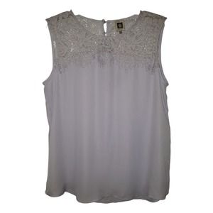 Anne Klein Women's Sleeveless Lace Blouse Medium Lavender Lilac Purple